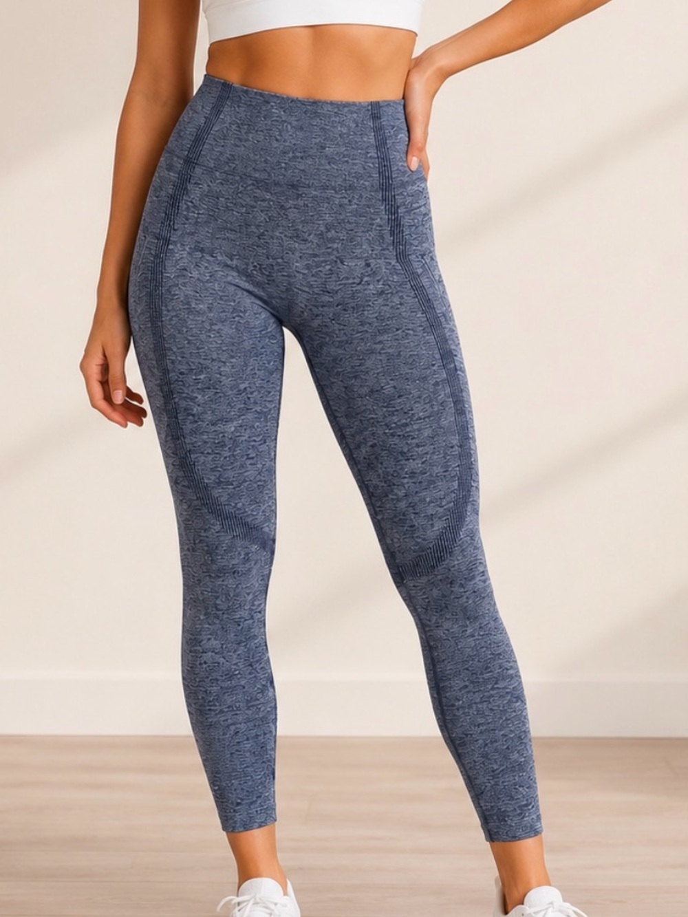 NWOT High-Rise Blue Heather Active Leggings